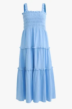 Among the Brave Worthy Powder Blue Shirred Tiered Strappy Maxi Dress