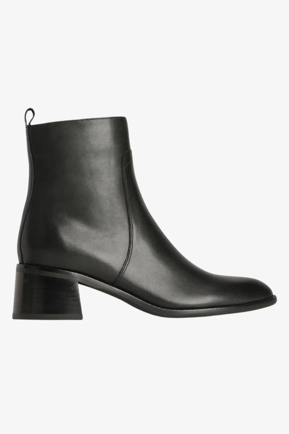 EOS Wyona Black Ankle Mid Heel Leather Boot