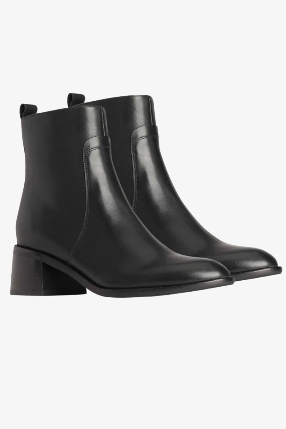 EOS Wyona Black Ankle Mid Heel Leather Boot
