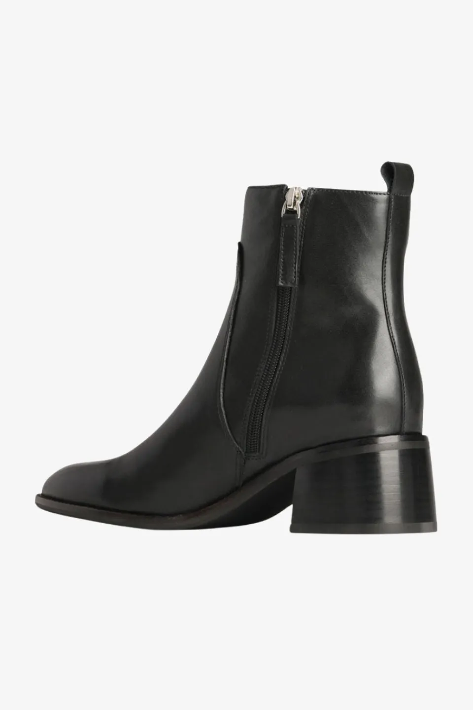 EOS Wyona Black Ankle Mid Heel Leather Boot