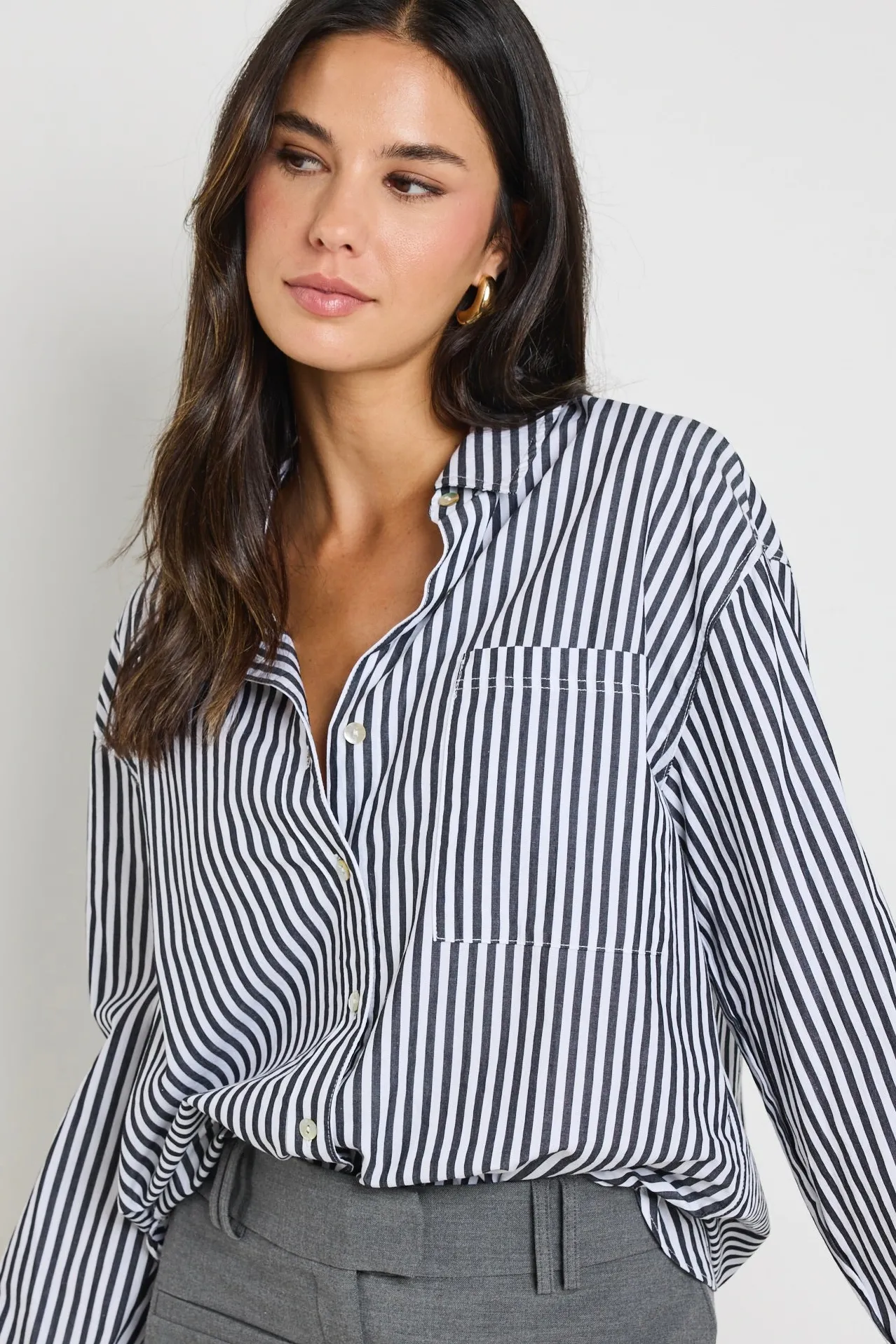 Stories be Told You Got This Black Stripe Poplin Oversized Shirt