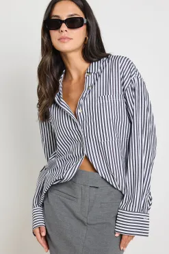 Stories be Told You Got This Black Stripe Poplin Oversized Shirt