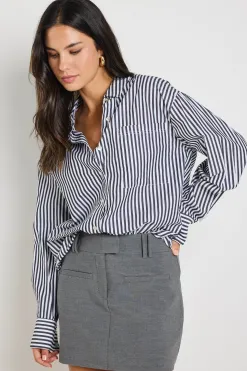 Stories be Told You Got This Black Stripe Poplin Oversized Shirt