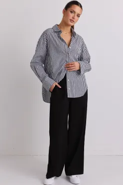 Stories be Told You Got This Black Stripe Poplin Oversized Shirt