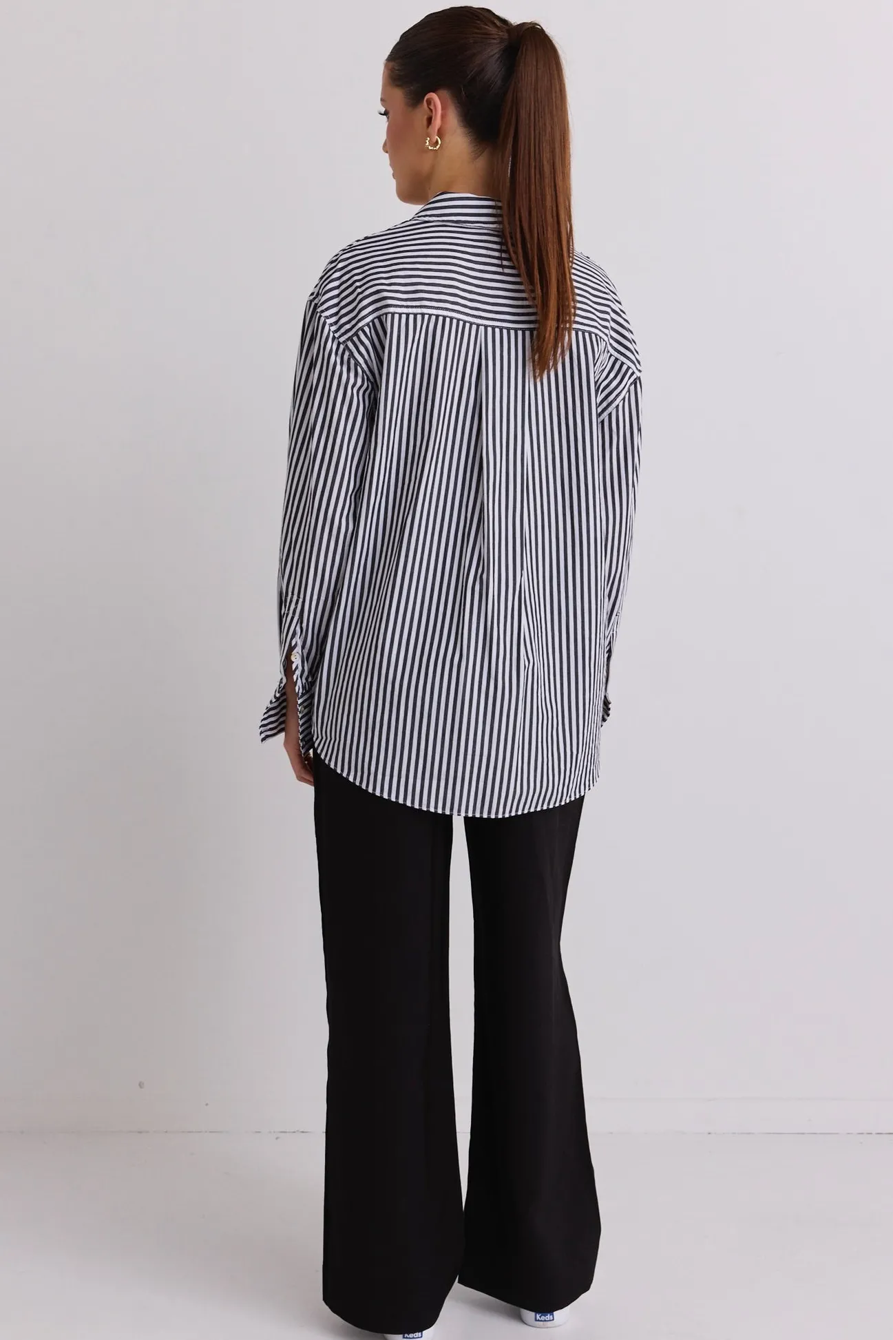 Stories be Told You Got This Black Stripe Poplin Oversized Shirt
