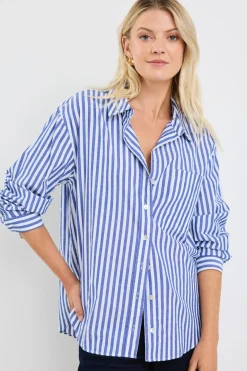 Stories be Told You Got This Blue Stripe Cotton Oversized Shirt