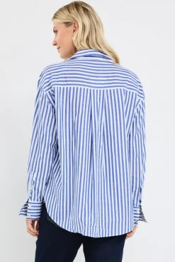 Stories be Told You Got This Blue Stripe Cotton Oversized Shirt