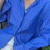 Stories be Told You Got This Deep Blue Stripe Oversized Shirt