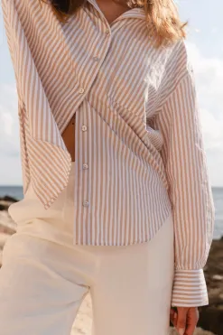 Stories be Told You Got This Ecru Stripe Poplin Oversized Shirt