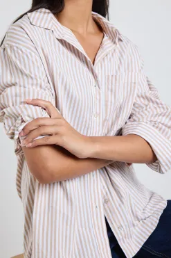 Stories be Told You Got This Ecru Stripe Poplin Oversized Shirt