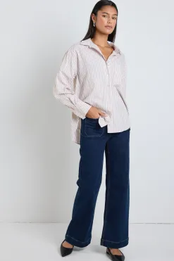 Stories be Told You Got This Ecru Stripe Poplin Oversized Shirt