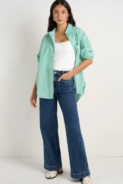 Stories be Told You Got This Green Stripe Poplin Oversized Shirt