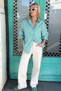 Stories be Told You Got This Green Stripe Poplin Oversized Shirt