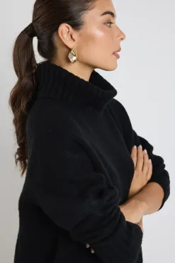 Among the Brave Zealous Black Roll Neck Super Soft Knit Jumper