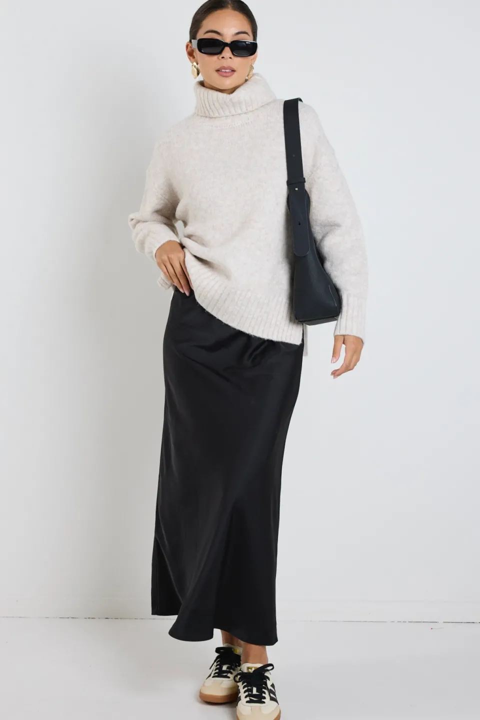 Among the Brave Zealous Oat Marle Roll Neck Super Soft Knit Jumper