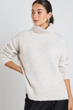 Among the Brave Zealous Oat Marle Roll Neck Super Soft Knit Jumper