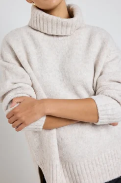 Among the Brave Zealous Oat Marle Roll Neck Super Soft Knit Jumper