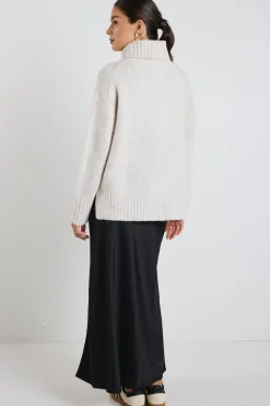 Among the Brave Zealous Oat Marle Roll Neck Super Soft Knit Jumper