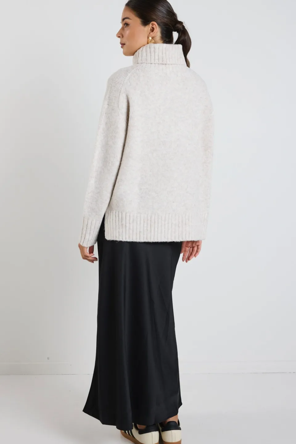 Among the Brave Zealous Oat Marle Roll Neck Super Soft Knit Jumper