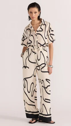 Staple The Label Zenith Cream Abstract Resort Pant