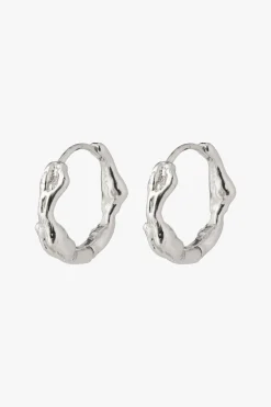 Pilgrim Zion Textured Silver Huggie Hoop EOL Earrings