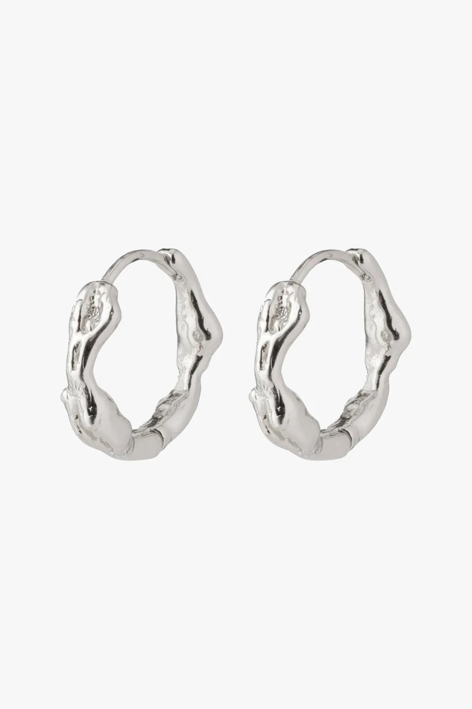 Pilgrim Zion Textured Silver Huggie Hoop EOL Earrings