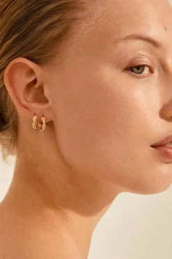 Pilgrim Zion Textured Silver Huggie Hoop EOL Earrings