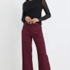 Among the Brave Zoey Burgundy High Rise Wide Leg Pocket Jean