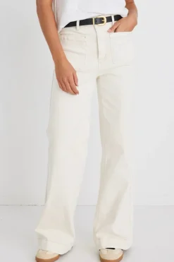 Among the Brave Zoey Ecru High Rise Wide Leg Pocket Jean