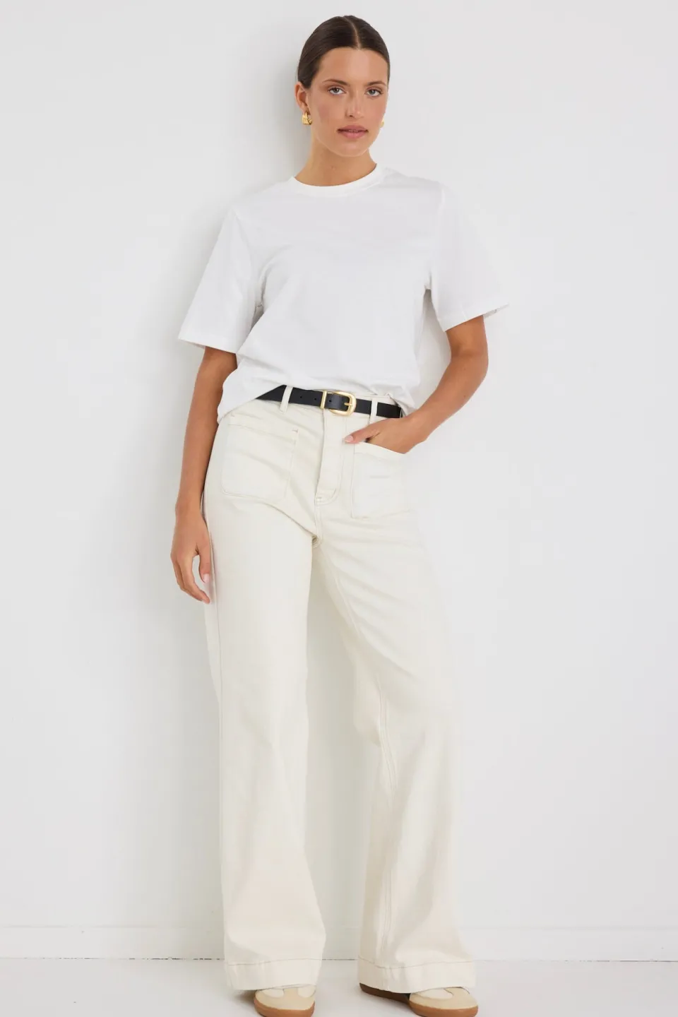 Among the Brave Zoey Ecru High Rise Wide Leg Pocket Jean