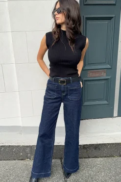 Among the Brave Zoey Indigo High Rise Wide Leg Pocket Jean