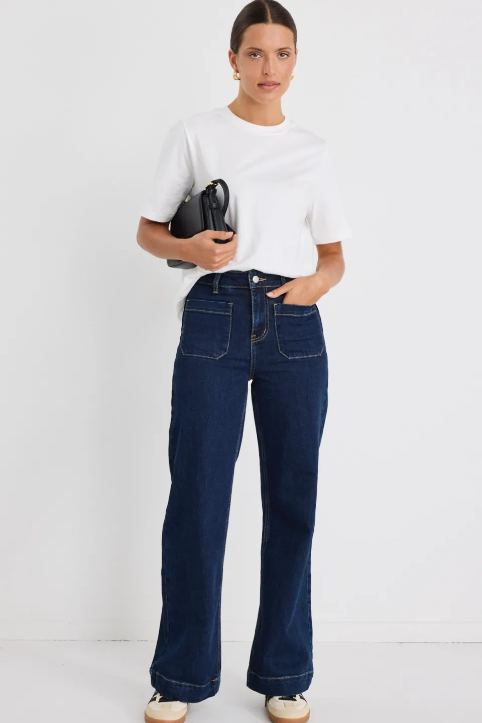 Among the Brave Zoey Indigo High Rise Wide Leg Pocket Jean