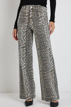 Among the Brave Zoey Leopard High Rise Wide Leg Pocket Jean