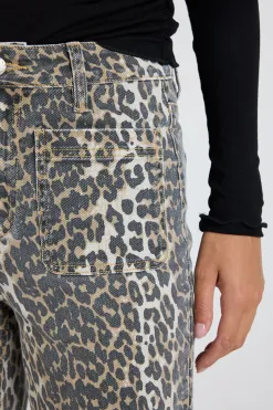 Among the Brave Zoey Leopard High Rise Wide Leg Pocket Jean