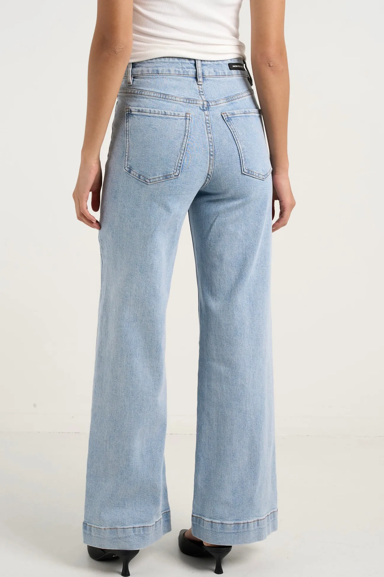 Among the Brave Zoey Light Blue High Rise Wide Leg Pocket Jean