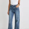 Among the Brave Zoey Mid Blue High Rise Wide Leg Pocket Jean