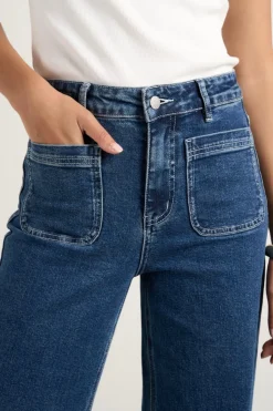 Among the Brave Zoey Mineral Blue High Rise Wide Leg Pocket Jean